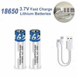 lithium rechargeable battery 18650 3.7V 1000mAh / 2000mAh with Type-C